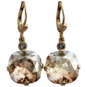 Catherine Popesco 14k Gold Plated Crystal Round Earrings, 6556G Champagne