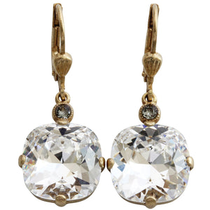 Catherine Popesco 14k Gold Plated Crystal Round Earrings, 6556G Clear