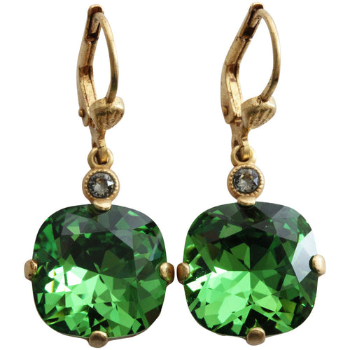 Catherine Popesco 14k Gold Plated Crystal Round Earrings, 6556G Fern