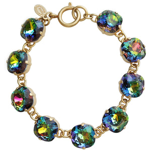 Catherine Popesco 14k Gold Plated Crystal Round Bracelet, 1696G Heavy Vitrail (Rainbow) * Limited Edition *
