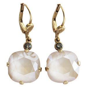 Catherine Popesco 14k Gold Plated Crystal Round Earrings, 6556G Ivory Cream