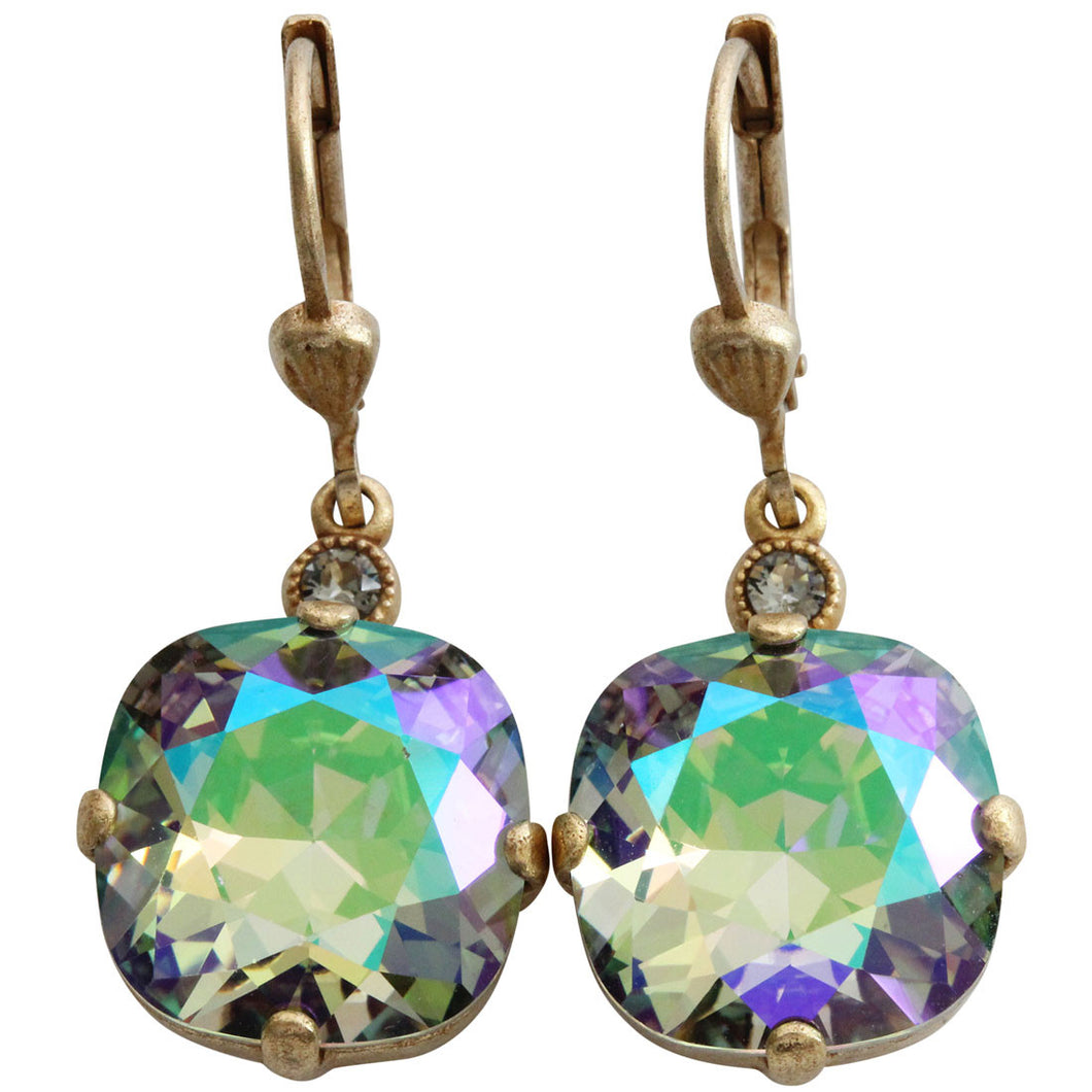 Catherine Popesco 14k Gold Plated Crystal Round Earrings, 6556G Paradise Shine