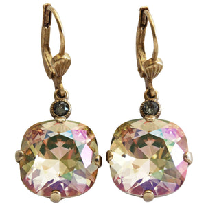 Catherine Popesco 14k Gold Plated Crystal Round Earrings, 6556G Purple Haze