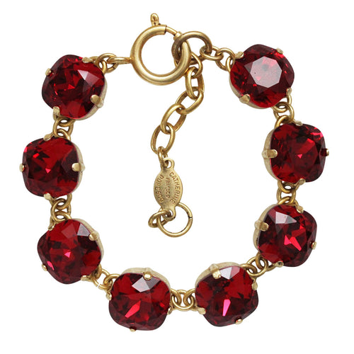 Catherine Popesco 14k Gold Plated Crystal Round Bracelet, 1696G Scarlet Red