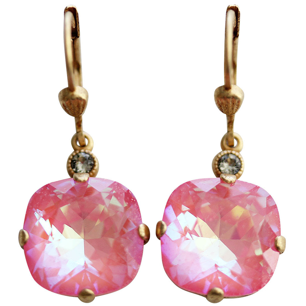 Catherine Popesco 14k Gold Plated Crystal Round Earrings, 6556G Ultra Blush