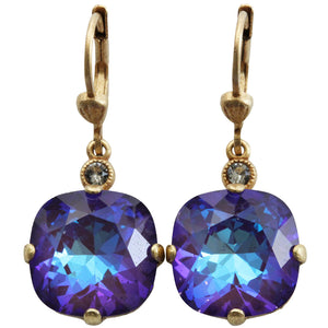 Catherine Popesco 14k Gold Plated Crystal Round Earrings, 6556G Ultra Purple