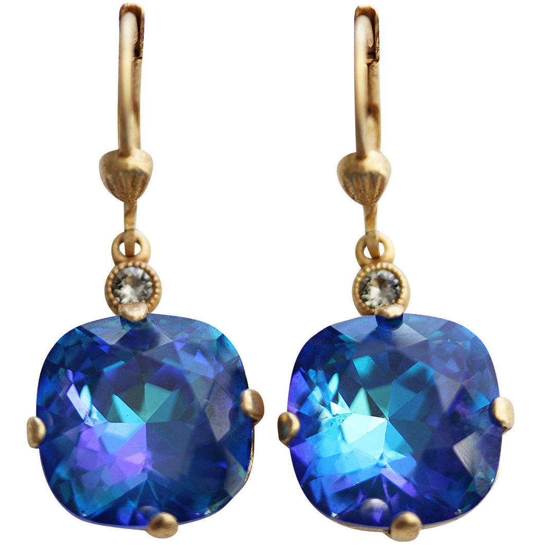 Catherine Popesco 14k Gold Plated Crystal Round Earrings, 6556G Ultra Sky