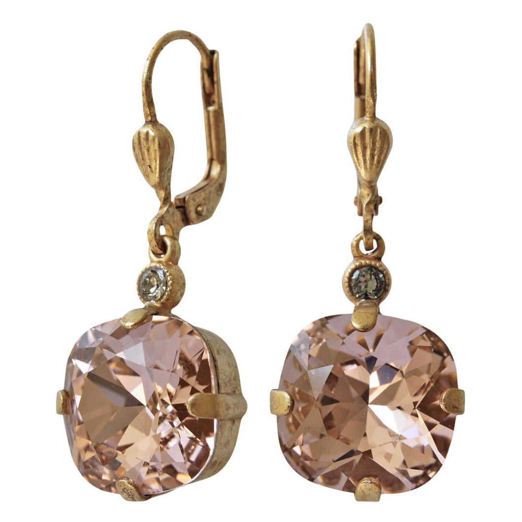 Catherine Popesco 14k Gold Plated Crystal Round Earrings, 6556G Blush