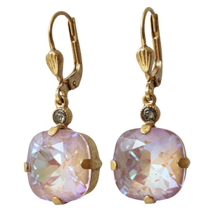 Catherine Popesco 14k Gold Plated Crystal Round Earrings, 6556G Sun-Kissed Dusty Pink
