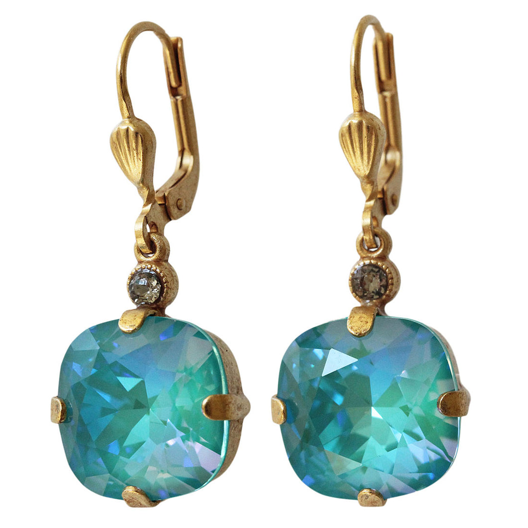 Catherine Popesco 14k Gold Plated Crystal Round Earrings, 6556G Sun-Kissed Laguna