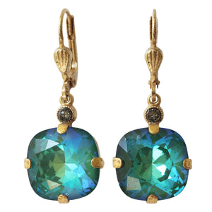Catherine Popesco 14k Gold Plated Crystal Round Earrings, 6556G Mermaid