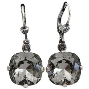 Catherine Popesco Sterling Silver Plated Crystal Round Earrings, 6556 Black Diamond * Limited Edition *