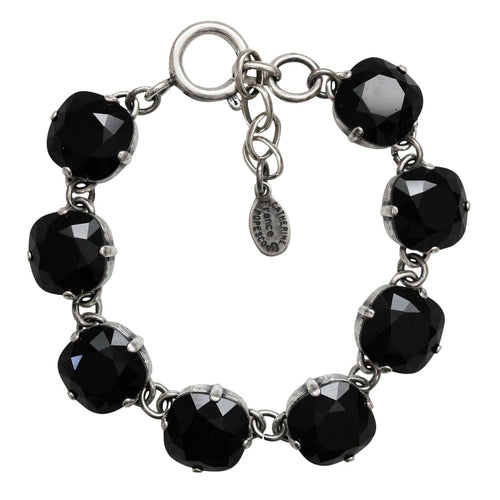 Catherine Popesco Sterling Silver Plated Crystal Round Bracelet, 1696 Jet Black
