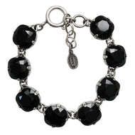 Catherine Popesco Sterling Silver Plated Crystal Round Bracelet, 1696 Jet Black