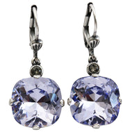 Catherine Popesco Sterling Silver Plated Crystal Round Earrings, 6556 Provence Lavender