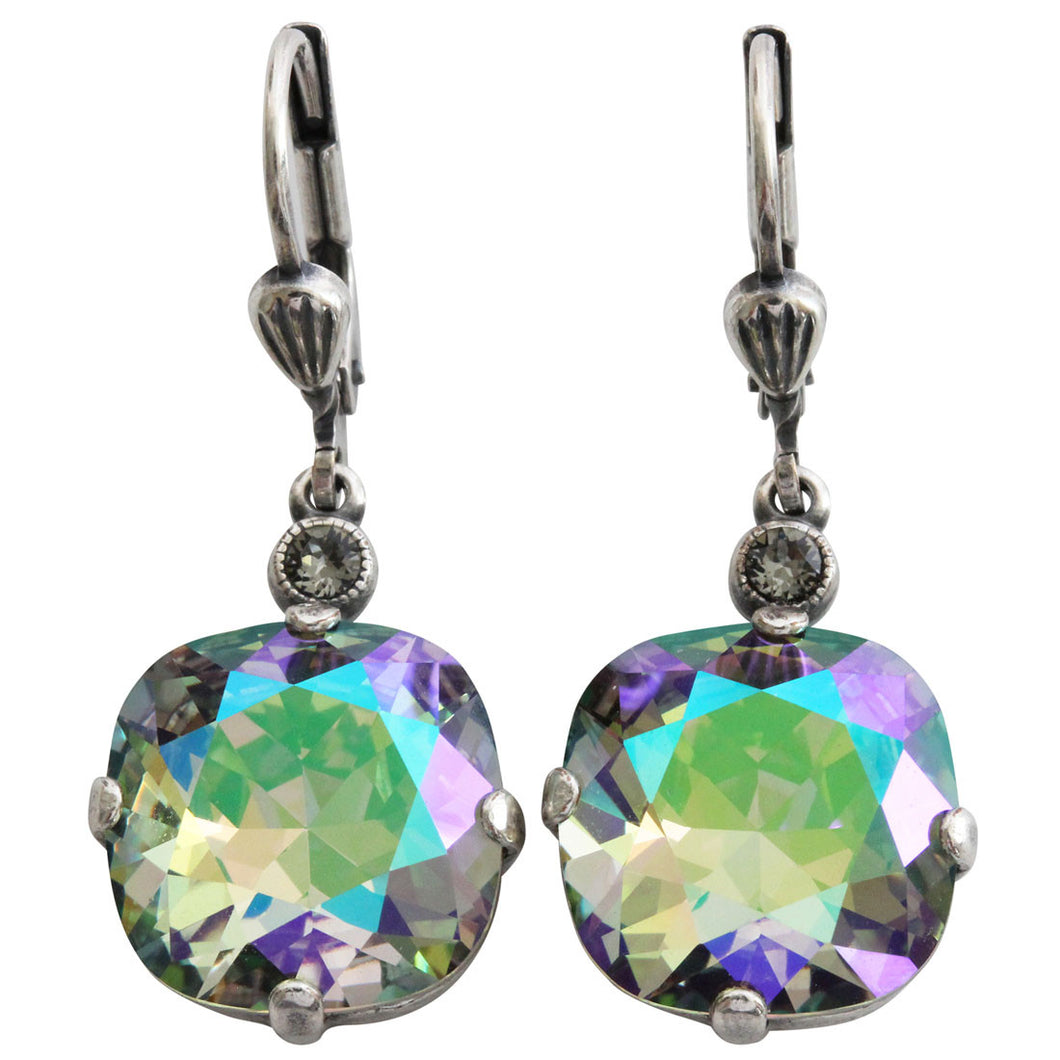 Catherine Popesco Sterling Silver Plated Crystal Round Earrings, 6556 Paradise Shine