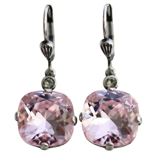 Catherine Popesco Sterling Silver Plated Crystal Round Earrings, 6556 Petal