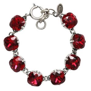 Catherine Popesco Sterling Silver Plated Crystal Round Bracelet, 1696 Scarlet Red
