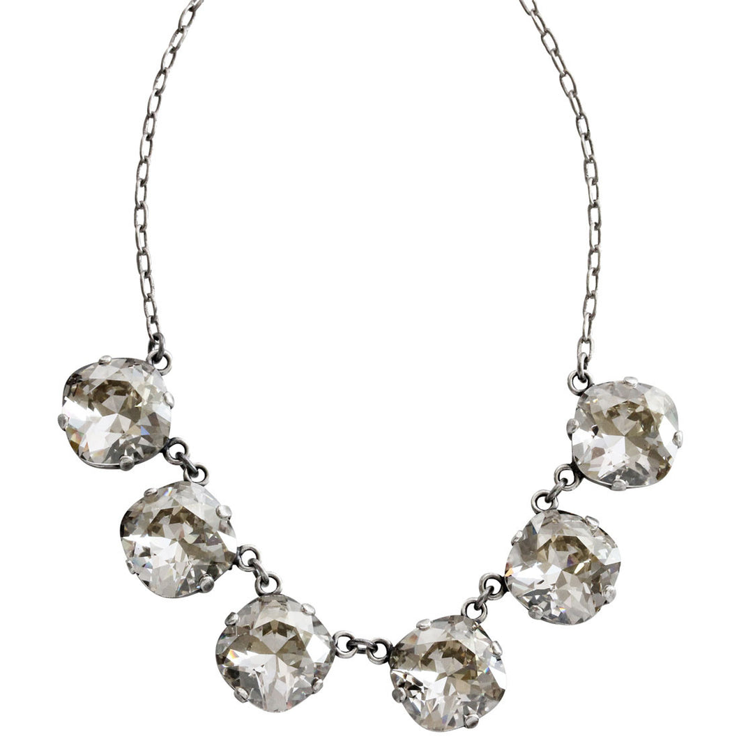 Catherine Popesco Sterling Silver Plated Crystal Round Necklace, 16