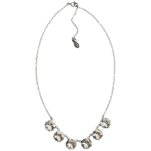 Catherine Popesco Sterling Silver Plated Crystal Round Necklace, 16" + 2" Extender 1257 Shade