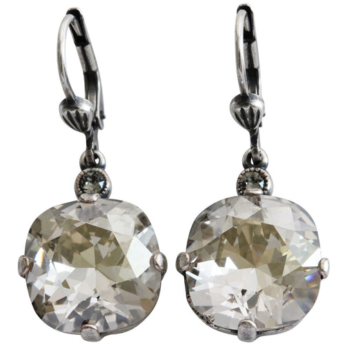 Catherine Popesco Sterling Silver Plated Crystal Round Earrings, 6556 Shade