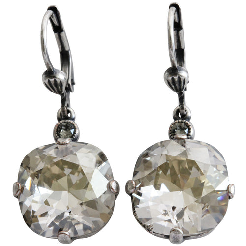 Catherine Popesco Sterling Silver Plated Crystal Round Earrings, 6556 Shade
