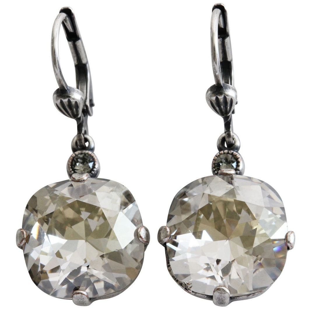 Catherine Popesco Sterling Silver Plated Crystal Round Earrings, 6556 Shade