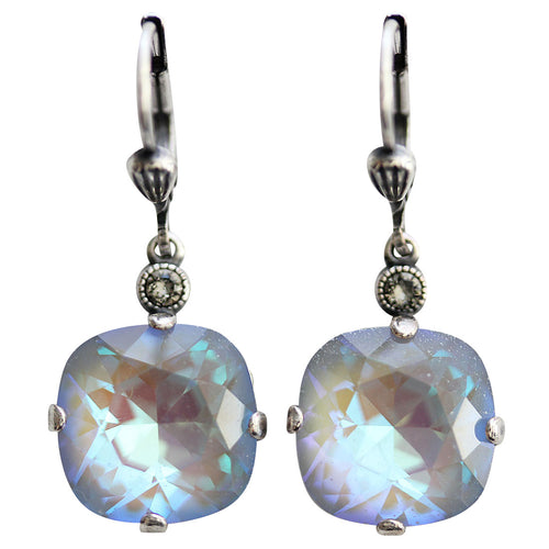 Catherine Popesco Sterling Silver Plated Crystal Round Earrings, 6556 Ultra Arctic