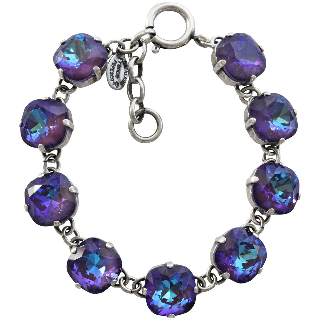 Catherine Popesco Sterling Silver Plated Crystal Round Bracelet,1696 Ultra Purple