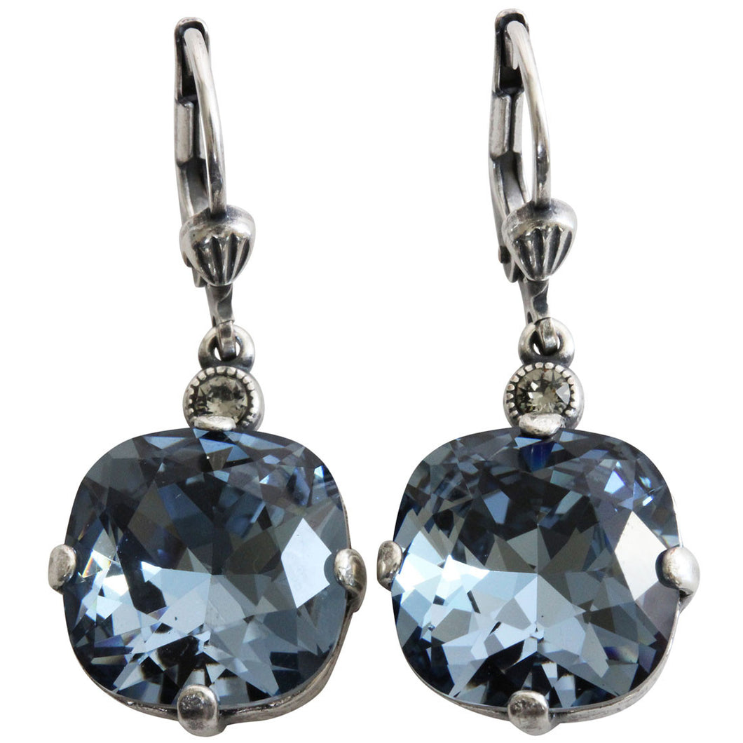 Catherine Popesco Sterling Silver Plated Crystal Round Earrings, 6556 Midnight