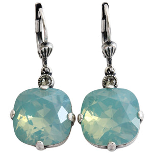 Catherine Popesco Sterling Silver Plated Crystal Round Earrings, 6556 Pacific Opal