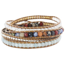 Chan Luu Multi Mix Colorful Semi-Precious Stones on Henna Leather Wrap Bracelet BS-5286