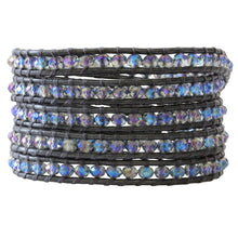 Chan Luu Crystal Denim Gunmetal Leather Wrap Bracelet BS-3469