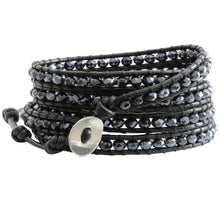 Chan Luu Crystal Midnight Black Leather Wrap Bracelet BS-3469
