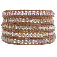 Chan Luu Rosaline Mix Swarovski Crystal Mix on Beige Leather Wrap Bracelet bs-2257