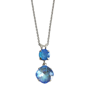 Mariana "Sun-Kissed Ocean" Rhodium Plated Round and Cushion Cut Pendant Crystal Necklace, 5326/0 143143ro