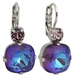 Mariana "Wildberry" Rhodium Plated Double Round and Cushion Cut Crystal Earrings, 1326/1 1134ro