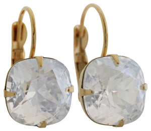 Liz Palacios 14k Gold Plated Large Cushion Swarovski Crystal Earrings, JE-6 Moonlight
