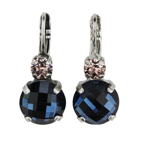 Mariana "Blue Morpho" Silver Plated Lovable Double Stone Checkered Cut Crystal Earrings, 1037 1118