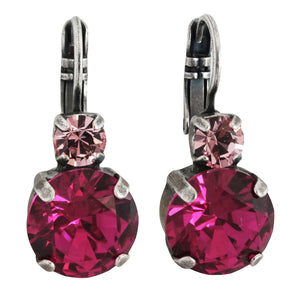 Mariana "Fabulous Fuchsia" Silver Plated Lovable Double Stone Crystal Earrings, 1037 223502