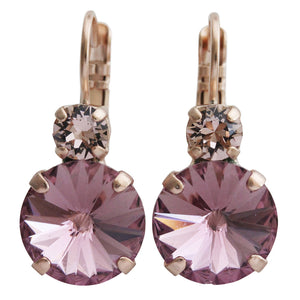 Mariana "Flamingo" Rose Gold Plated Lovable Rivoli Double Stone Crystal Earrings, 1037R 319mr