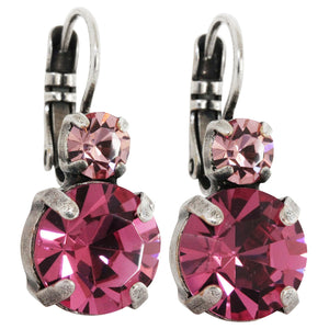 Mariana "Pretty in Pink" Silver Plated Lovable Double Stone Crystal Earrings, 1037 223209