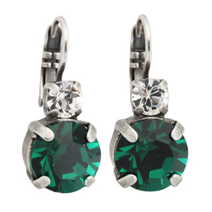 Mariana "Green with Envy" Silver Plated Lovable Double Stone Crystal Earrings, 1037 001205