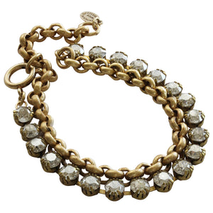 Catherine Popesco 14k Gold Plated Double Wrap Tennis Chain Link Crystal Bracelet, 1668G Shade