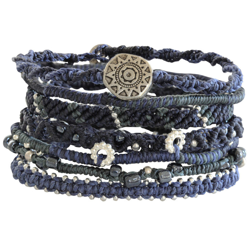 wakami・WA0389-103・Earth Bracelet・7本セット・Navy Wakami Earth Bracelet, 6.5-7