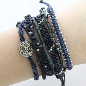 Wakami Earth Bracelet, 6.5-7" Indigo Navy Blue 7 Strand wa0389-103