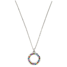 Patricia Locke Eddy Sterling Silver Plated Swarovski Round Ring Rainbow Pendant Necklace, NK0612S Celebration