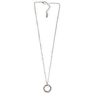 Patricia Locke Eddy Sterling Silver Plated Swarovski Round Ring Rainbow Pendant Necklace, NK0612S Celebration