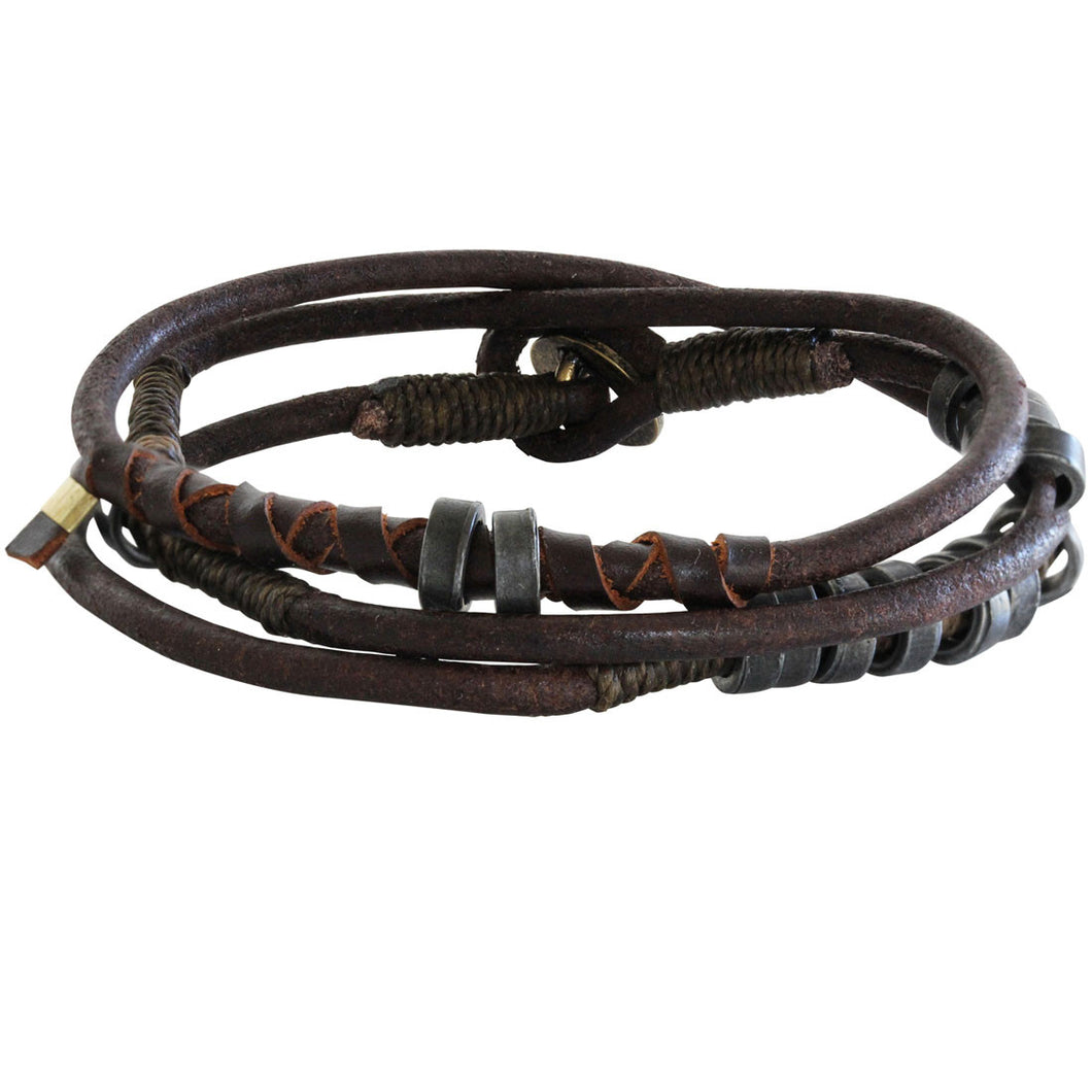 Wakami Fire Leather Wrap Bracelet, 7 1/2