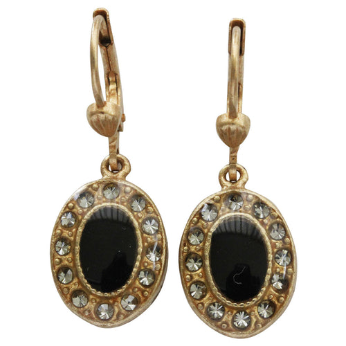 Catherine Popesco 14k Gold Plated Enamel Oval Petite Earrings, 3089G Black